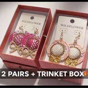 Wildflower Statement Earrings Bundle (2 Pair) + Trinket Box Set